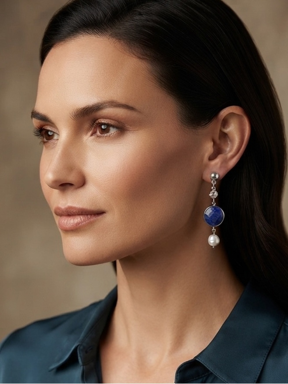 Tommy Bahama Dangle Earrings - Lapis Lazuli & Faux Pearl